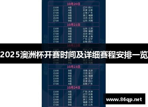 2025澳洲杯开赛时间及详细赛程安排一览